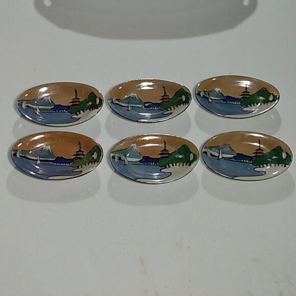 Vintage Handpainted Lusterware Celery Tray & Salts Made in Japan - Picture 9 of 12